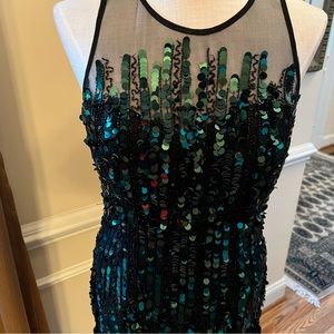 VENUS COUTURE –Size 12 Sleeveless Deep Emerald Green Sequence Dress